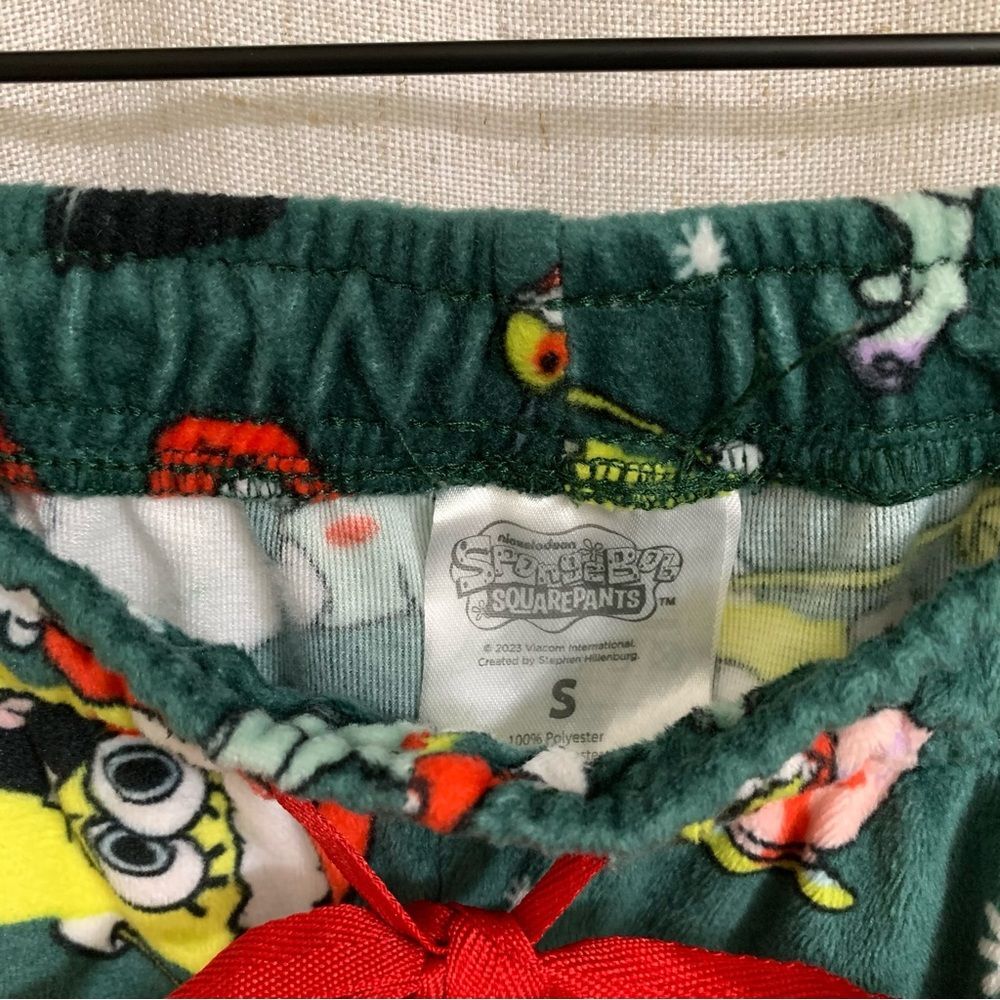 SpongeBob SquarePants Christmas Fuzzy Pajama Pants Small Unisex - Picture 5 of 5
